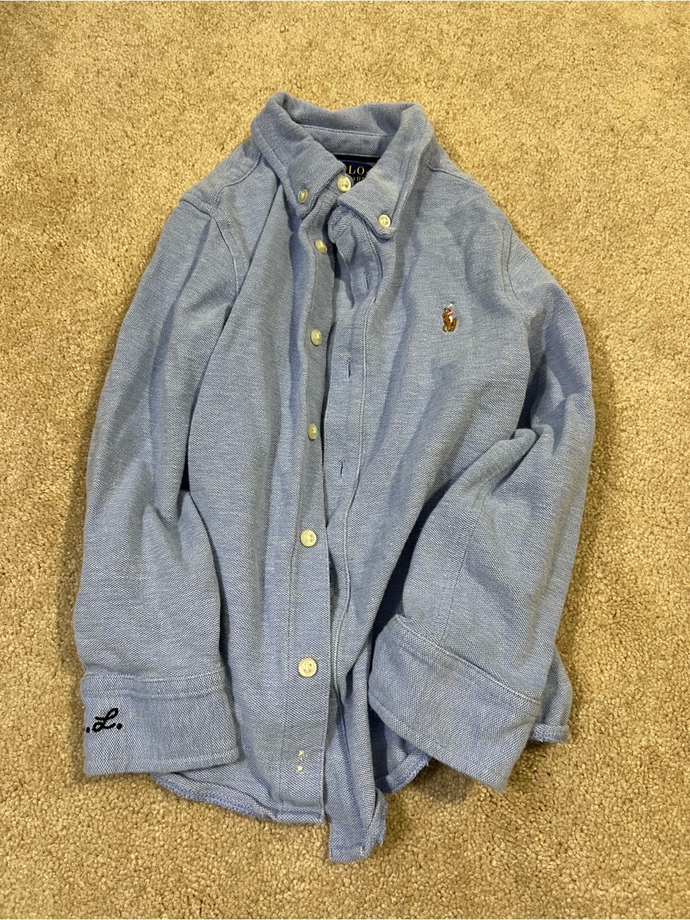 EUC Polo Ralph Lauren Light Blue Button Down Collared Long Sleeve Size 3T